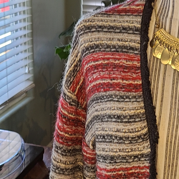 H&M Open Front Striped Hobo Sweater in Red - Picture 8 of 10